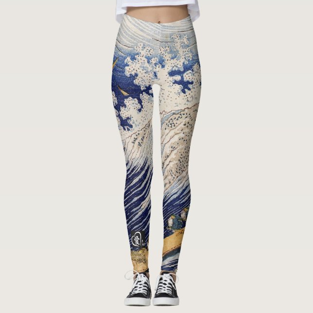Leggings KANJI KÄRLEK JAPANSKT TRÄBLOCKTRYCK (Framsida)