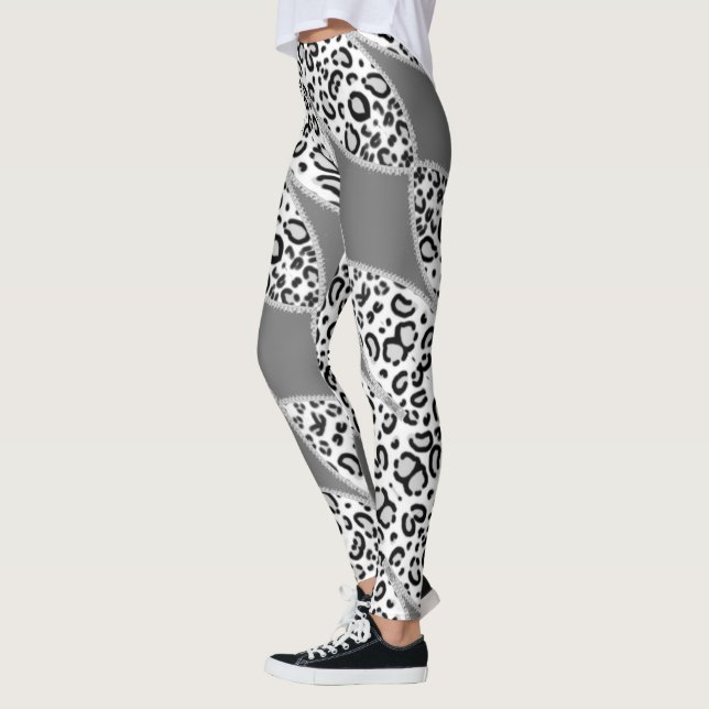 Leggings leopardo en gris con blanco. (Vänster)