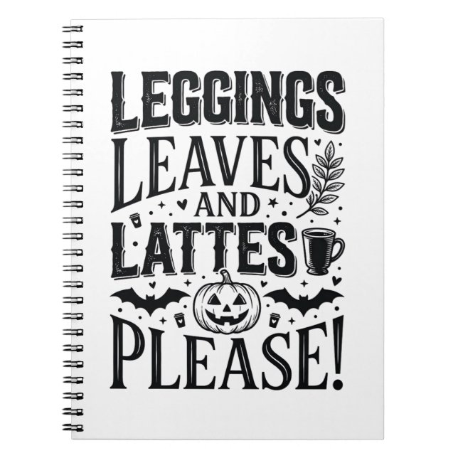 Leggings Löv Lattes Halloween Höst Kaffe Desig Anteckningsbok (Framsidan)