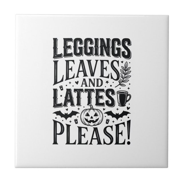 Leggings Löv Lattes Halloween Höst Kaffe Desig Kakelplatta (Framsidan)