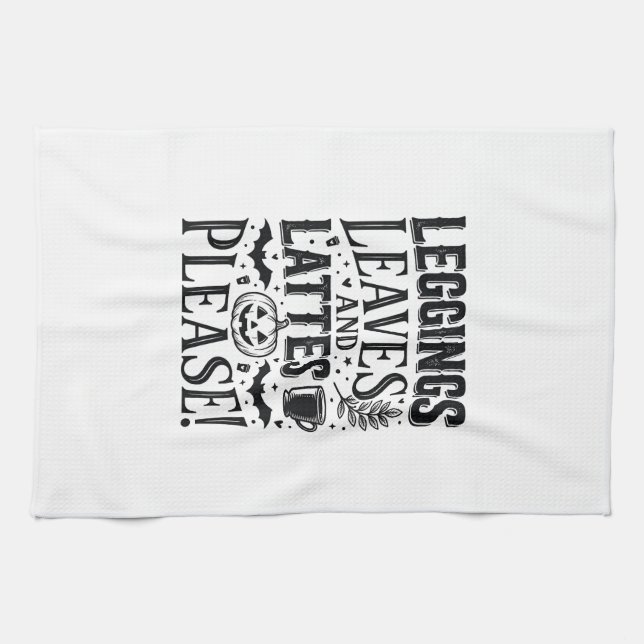 Leggings Löv Lattes Halloween Höst Kaffe Desig Kökshandduk (Horisontell)