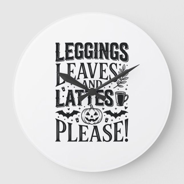 Leggings Löv Lattes Halloween Höst Kaffe Desig Stor Klocka (Framsida)