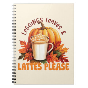 Leggings, Löv och lattes Snälla - blek estetisk Anteckningsbok