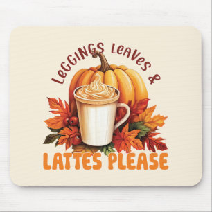 Leggings, Löv och lattes Snälla - blek estetisk Musmatta