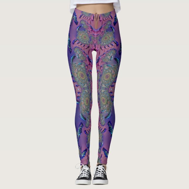 Leggings ~mauve blue green 3D ~ Original (Framsida)