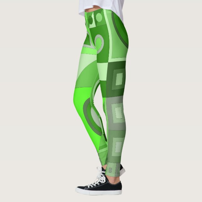 Leggings med avslappnad av grönt (Vänster)