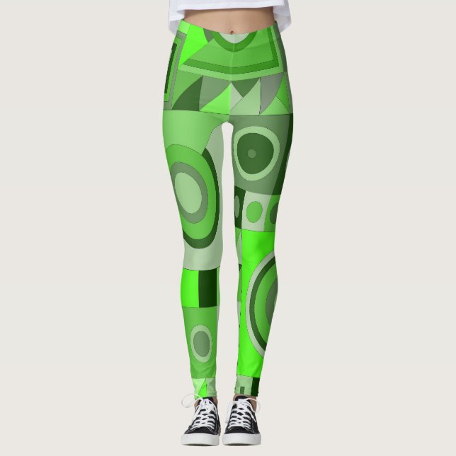 Leggings med avslappnad av grönt (Framsida)
