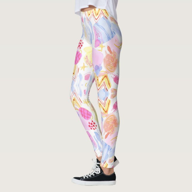 Leggings med ett färgglatt abstrakt mönster  (Vänster)