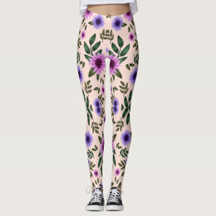 Leggings med ett livfullt blommönster 