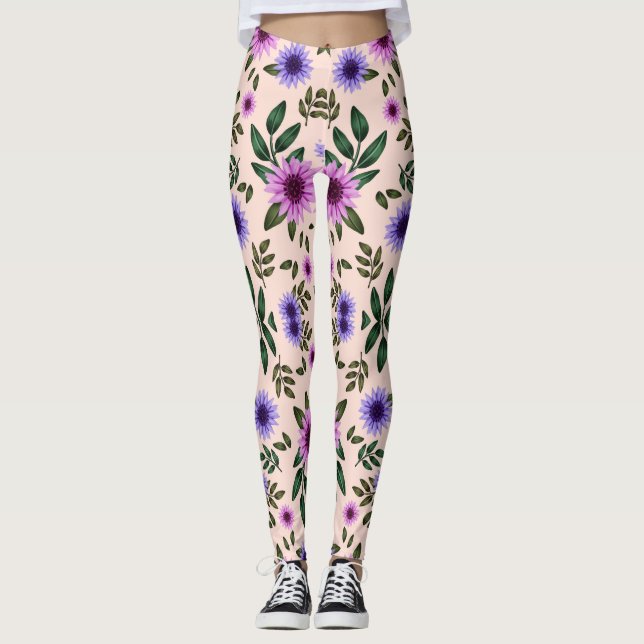 Leggings med ett livfullt blommönster  (Framsida)