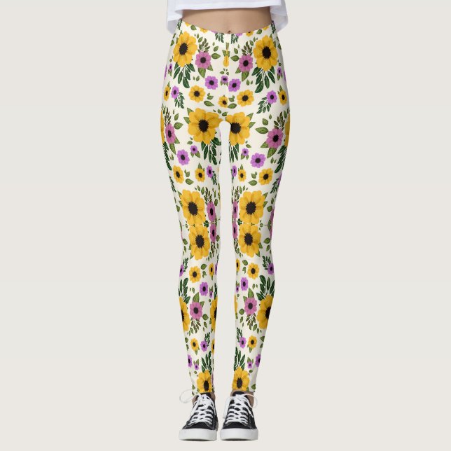 Leggings med ett livfullt blommönster  (Framsida)