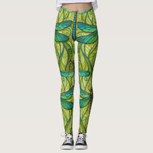 Leggings med ett livfullt sländmönster