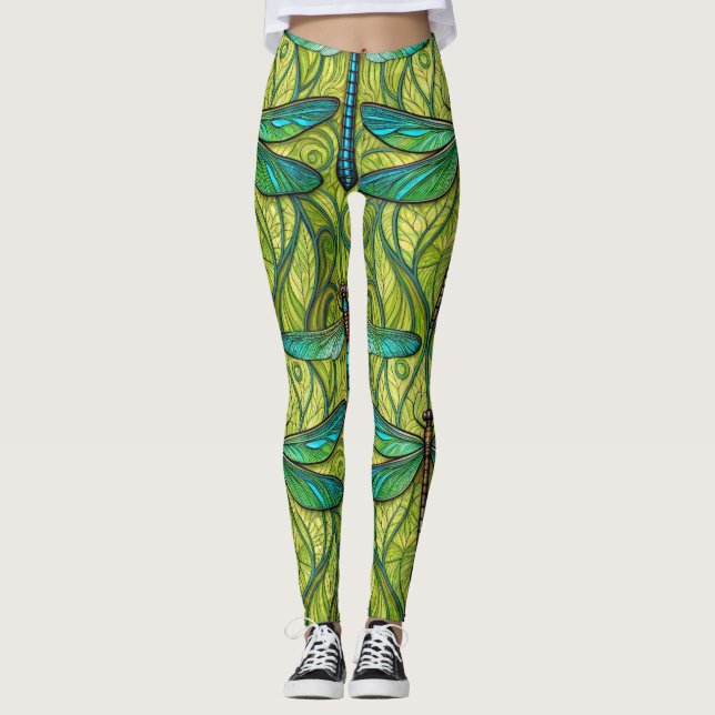 Leggings med ett livfullt sländmönster (Framsida)