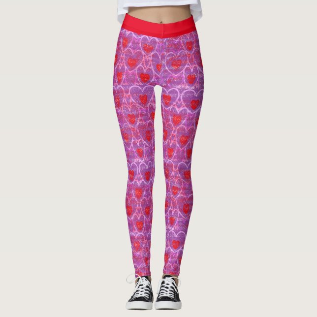 Leggings Med Hjärtan För Alla Hjärtans Dag Legging (Framsida)