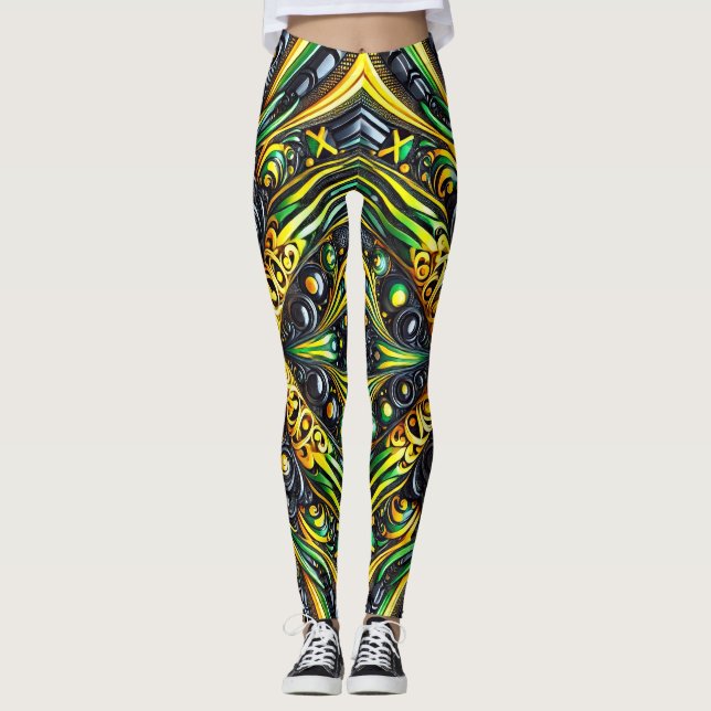 Leggings med Jamaican Färg design (Framsida)