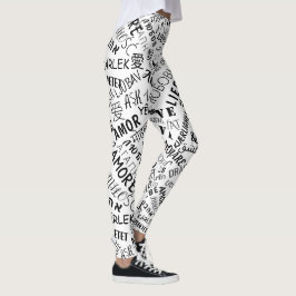 Leggings med Kärlek Text Multi Language Ord