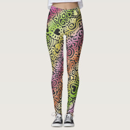 Leggings med klotter-mönster