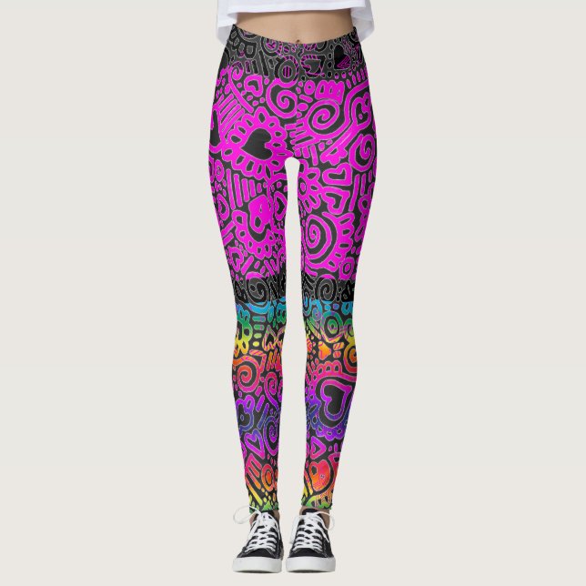 Leggings med klotter-mönster (Framsida)