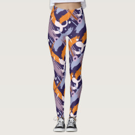 Leggings med lila penselmönster