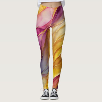 Leggings med livfulla färgvågor