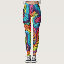 Leggings med Rainbow Färg Mönster