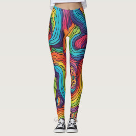 Leggings med Rainbow Färg Mönster