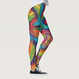 Leggings med Rainbow Färg Mönster