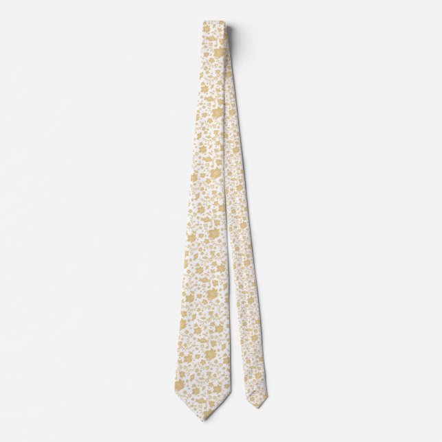 Leggings med vita bakgrund och guldbetoningar slips (Framsida)
