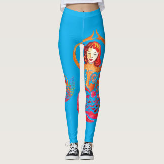 Leggings med Yoga Meditation Kvinna regnbågsdesign