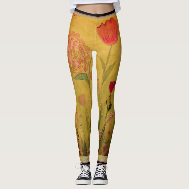 Leggings - Mixed Media Flowers (Framsida)