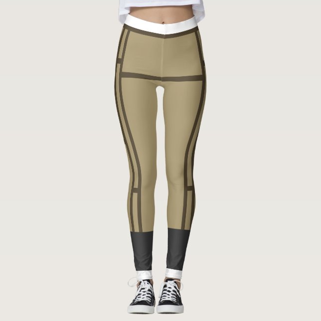 Leggings Mondrian Inspired Beige Brown 2 (Framsida)