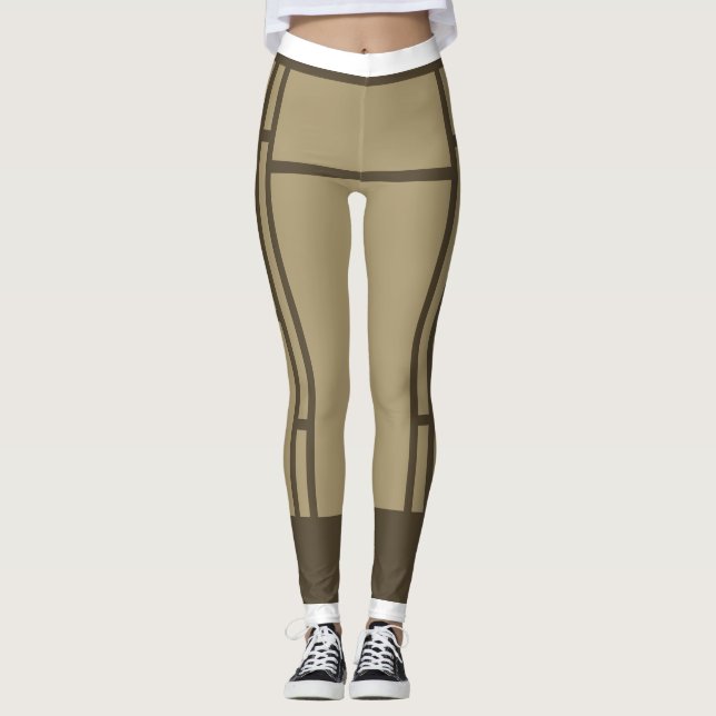 Leggings Mondrian Inspired Beige Brown 3 (Framsida)