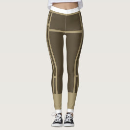 Leggings Mondrian Inspired Brown Beige 3