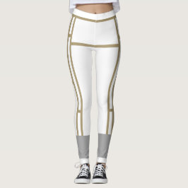 Leggings Mondrian Inspired White Beige 1
