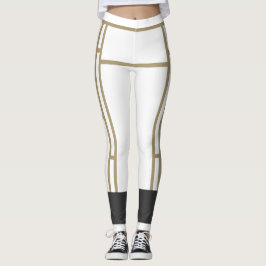 Leggings Mondrian Inspired White Beige 2
