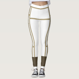 Leggings Mondrian Inspired White Beige 3