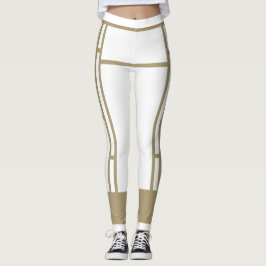 Leggings Mondrian Inspired White Beige 4