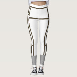 Leggings Mondrian Inspired White Brown 1