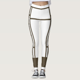 Leggings Mondrian Inspired White Brown 4