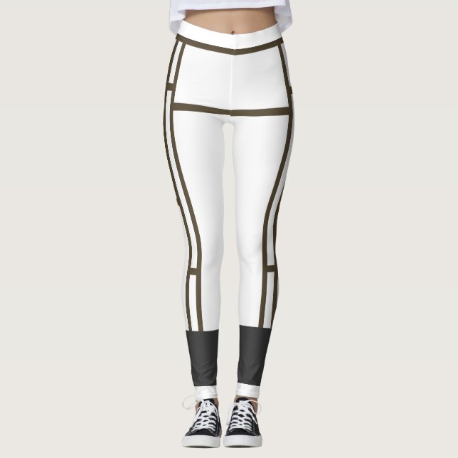 Leggings Mondrian White Brown 2 (Framsida)