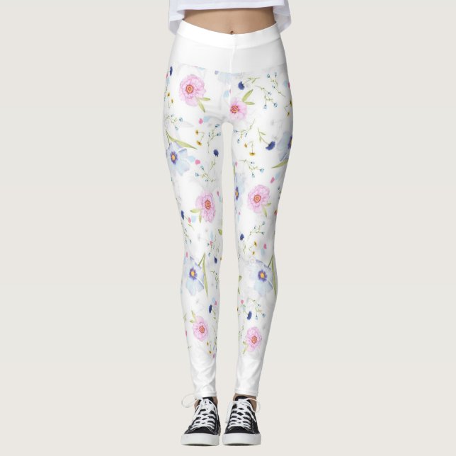 Leggings motif floral noir et blanc (Framsida)
