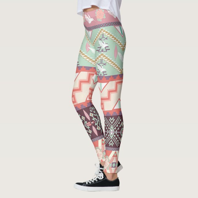 Leggings/Native American Aztec Mönster Leggings (Vänster)