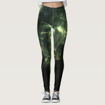 Leggings Neon Grönt Rökdesign över svart