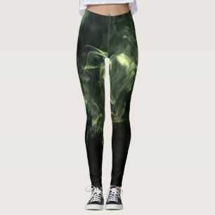 Leggings Neon Grönt Rökdesign över svart