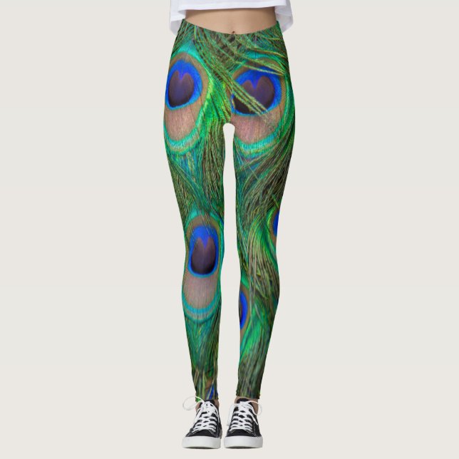 Leggings-Peacock-fjädrar för kvinnor Leggings (Framsida)