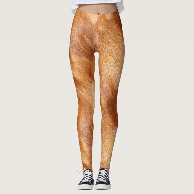 Leggings Pelage long animal sauvage fauve (Framsida)