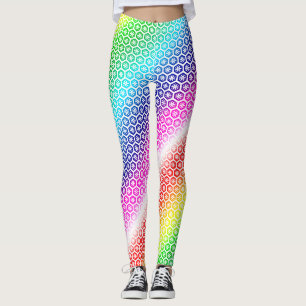 Leggings - Rainbow Färger in White Graphic