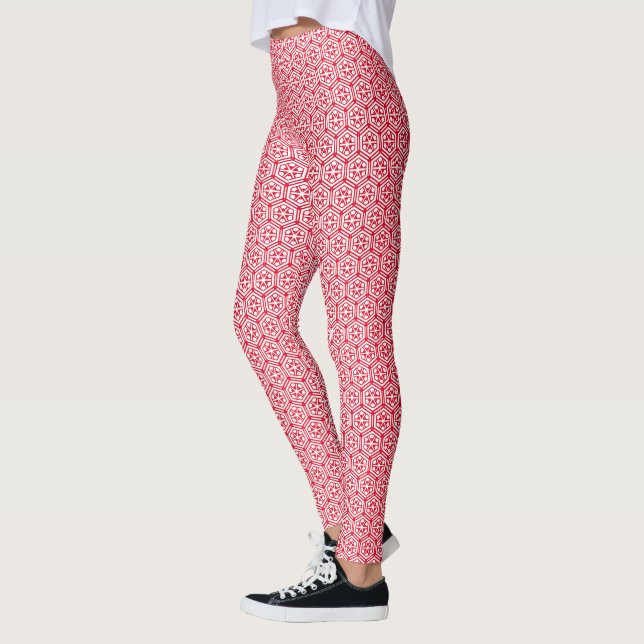 Leggings - Red Hexagon Mönster (Vänster)