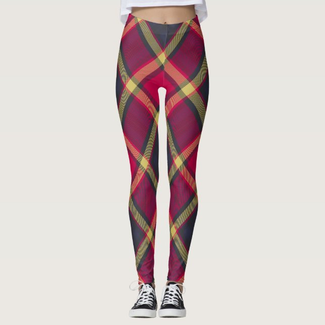 Leggings - Röd gul skotsk Tartan (Framsida)