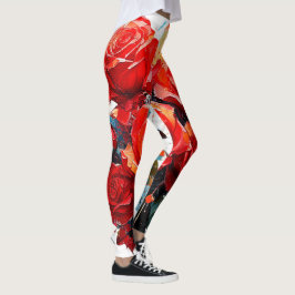 Leggings - Röd ros